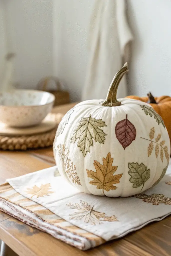 Choose napkins with leaf motifs to echo the fall foliage. Last year, I used leaf-strewn napkins, and it was like bringing the outdoors in! Explore other seasonal pumpkin project ideas for more inspiration.